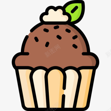 纸杯蛋糕甜点糖果8线性颜色图标图标