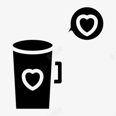 咖啡之爱周年纪念庆祝图标图标