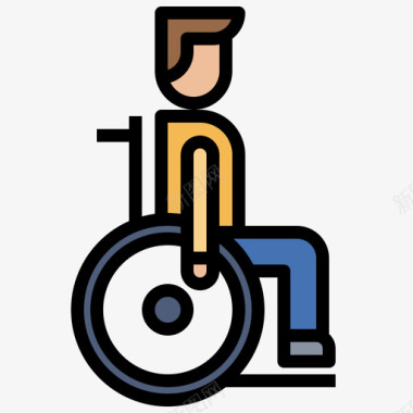轮椅残疾8线性颜色图标图标