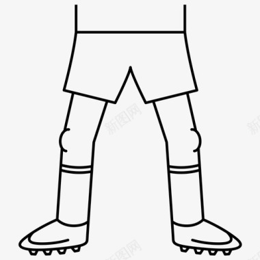 足球运动员的腿靴子短裤图标图标
