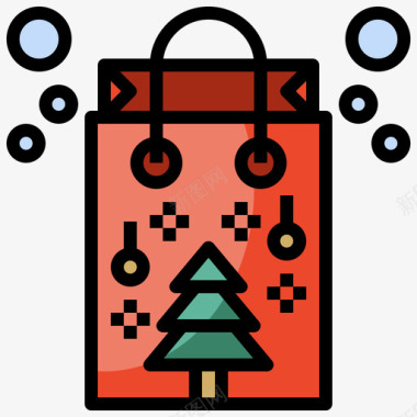礼品袋圣诞317线性颜色图标图标