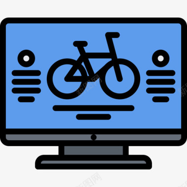 流媒体自行车40彩色图标图标