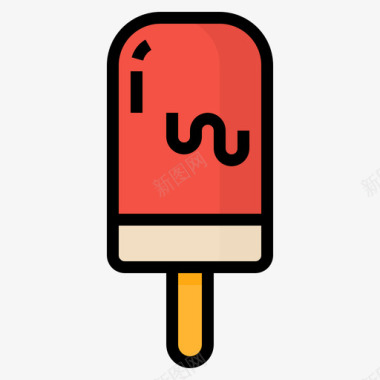 冰淇淋冰淇淋35线性颜色图标图标