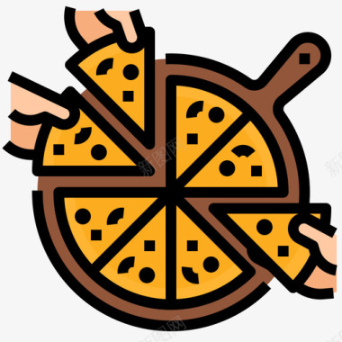 披萨商业动机23线性颜色图标图标