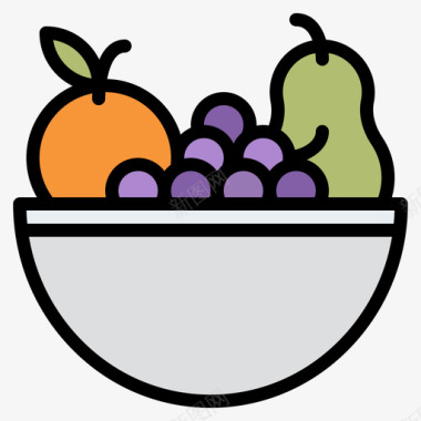 水果生活方式45线性颜色图标图标