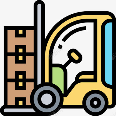 建筑和工具运输和车辆3线颜色图标图标