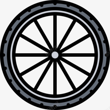 车轮自行车40彩色图标图标