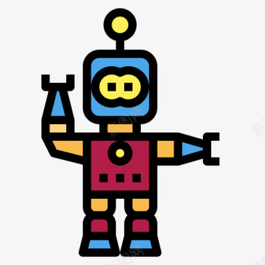 机器人玩具26线性颜色图标图标