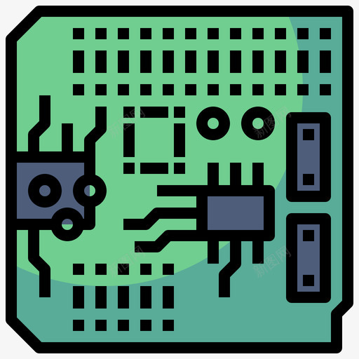 印刷电路板电子元件线颜色图标svg_新图网 https://ixintu.com 印刷 印刷电路 电子元件 电路板 颜色