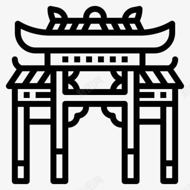 中国庙宇农历新年51年直系图标图标