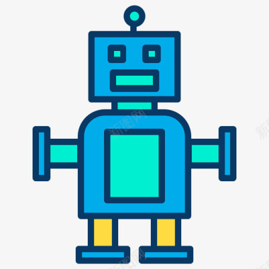 机器人机器人10线性颜色图标图标