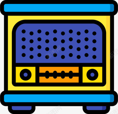 收音机收音机8线性颜色图标图标