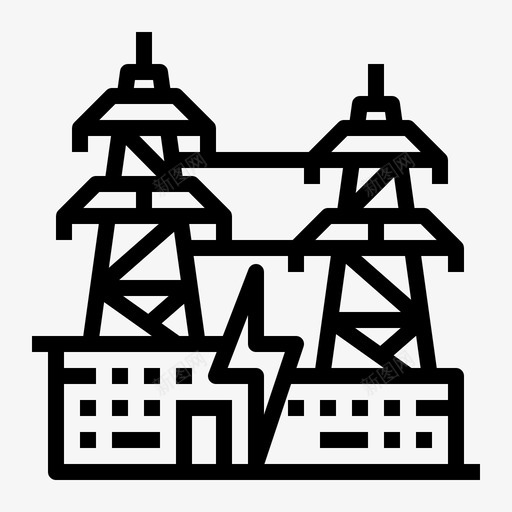发电站电力能源图标svg_新图网 https://ixintu.com 发电站 电力 电杆 能源