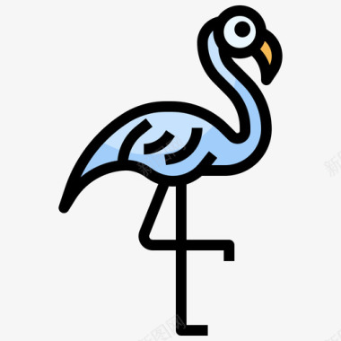 火烈鸟动物36线形颜色图标图标