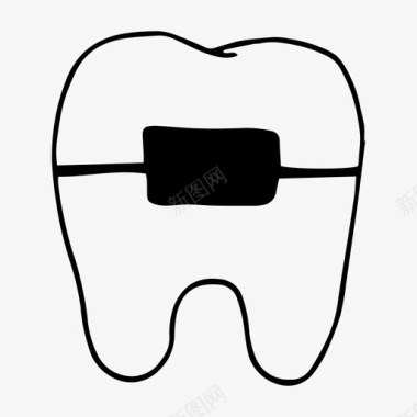 带牙套的牙齿牙套牙齿护理图标图标
