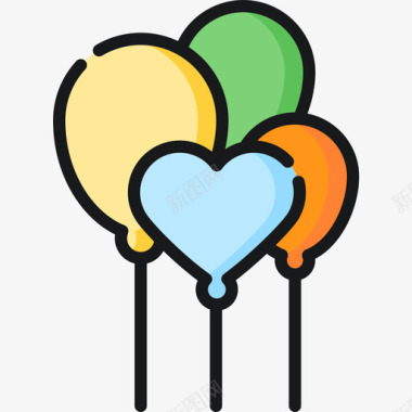 气球游行20线性颜色图标图标