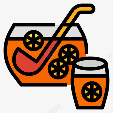 潘趣酒饮料34线性颜色图标图标