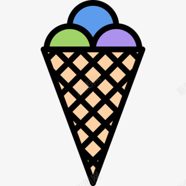冰淇淋筒冰淇淋27彩色图标图标