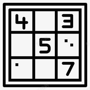 数独棋盘游戏线性图标图标