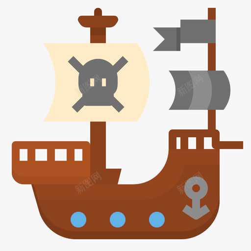 海盗船游戏元素18扁平图标svg_新图网 https://ixintu.com 元素 扁平 海盗船 游戏
