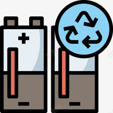电池循环能源线性颜色图标图标