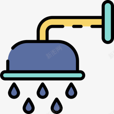 淋浴水管工38线性颜色图标图标