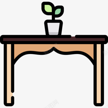 咖啡桌家具51线性颜色图标图标