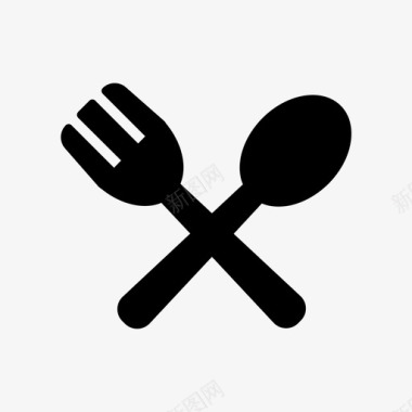 勺子和叉子食物厨房图标图标