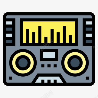 收音机朋克摇滚3线性颜色图标图标