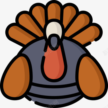 火鸡感恩节80线形颜色图标图标