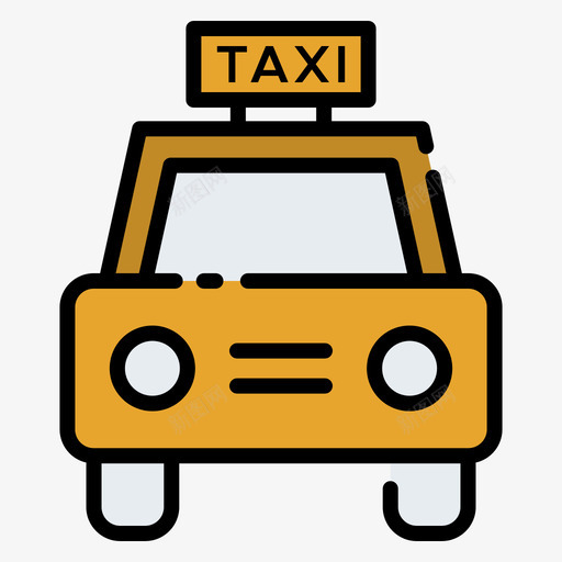 出租车公共服务1线性颜色图标svg_新图网 https://ixintu.com 公共服务 出租车 线性 颜色