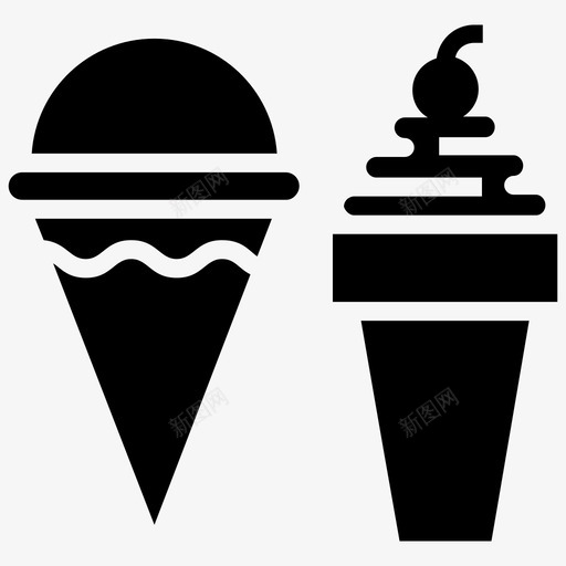 圆锥形冰淇淋甜点冷冻食品图标svg_新图网 https://ixintu.com 冰淇淋 冷冻食品 图标 圆锥体 圆锥形 圣代 字形 快餐 甜点