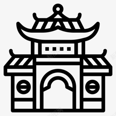 中国庙宇农历新年51年直系图标图标