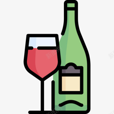 酒精84号餐厅线性颜色图标图标