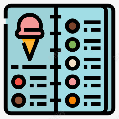 菜单冰淇淋35线性颜色图标图标
