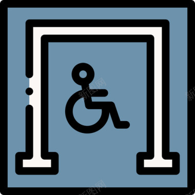 残疾人残疾人援助8线形颜色图标图标