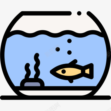 鱼缸宠物店76线性颜色图标图标