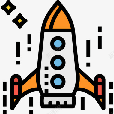 火箭太空127线性颜色图标图标