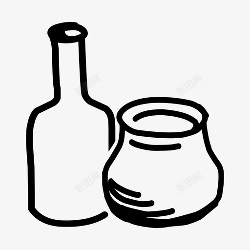 饮料容器瓶子药草图标svg_新图网 https://ixintu.com 厨房 容器 瓶子 罐子 药草 饮料