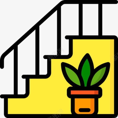 楼梯室内25线性颜色图标图标