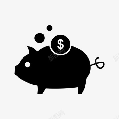 存钱罐现金钱图标图标