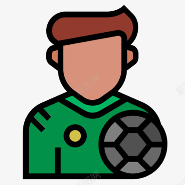 足球运动员工作和职业3线性颜色图标图标