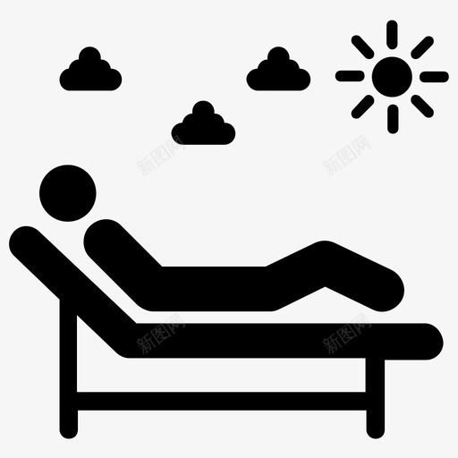 日光浴海滩沙滩椅图标svg_新图网 https://ixintu.com 图标 字形 放松 日光浴 沙滩椅 海滩 甲板 躺椅
