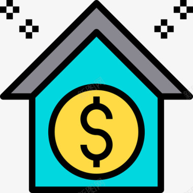 住宅银行和金融35线性颜色图标图标