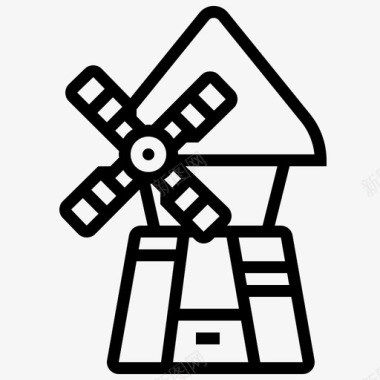 风车建筑荷兰式图标图标