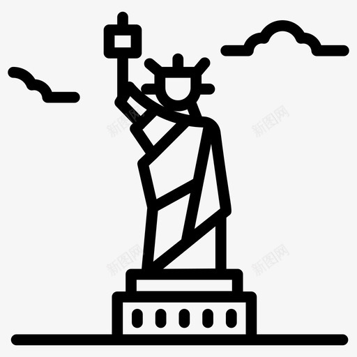 自由女神像建筑曼哈顿地标图标svg_新图网 https://ixintu.com 图标 地标 大学 女神像 建筑 曼哈顿 纪念碑 纽约 自由