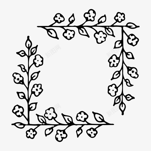 花卉装饰边框框架图标svg_新图网 https://ixintu.com 框架 植物 模板 素描 花卉 装饰 边框