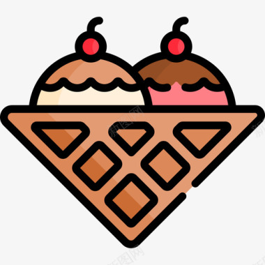 华夫饼国际食品12原色图标图标