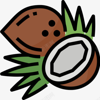 椰子健康食品31原色图标图标