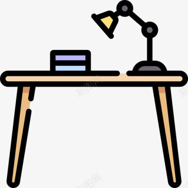 办公桌家具51线性颜色图标图标